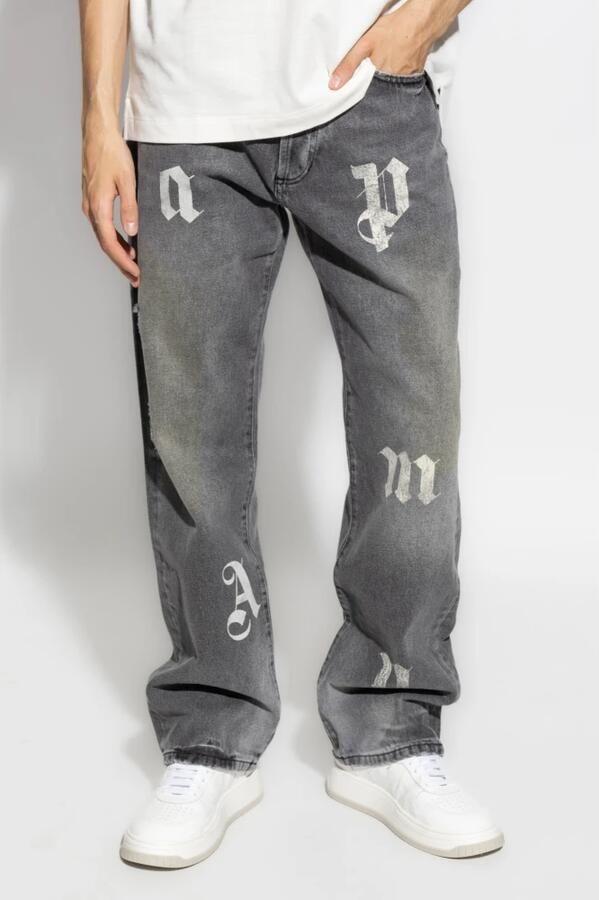 Palm Angels Houtskoolgrijze Whisker Straight Jeans Black Heren - Foto 4