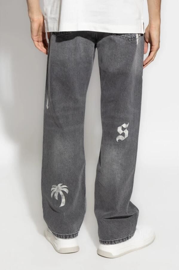 Palm Angels Houtskoolgrijze Whisker Straight Jeans Black Heren - Foto 5