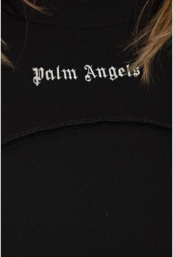 Palm Angels Geribbelde Open Rug Jurk Korte Mouw Logo Black Dames - Foto 2
