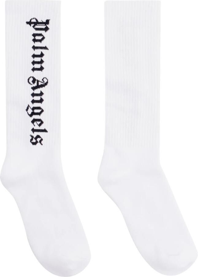 Palm Angels Logo Intarsia Katoenen Sokken White Heren - Foto 2