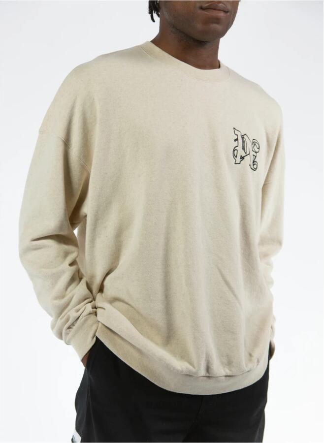 Palm Angels Beige Zwart Linnen Crewneck Sweatshirt Beige Heren - Foto 2