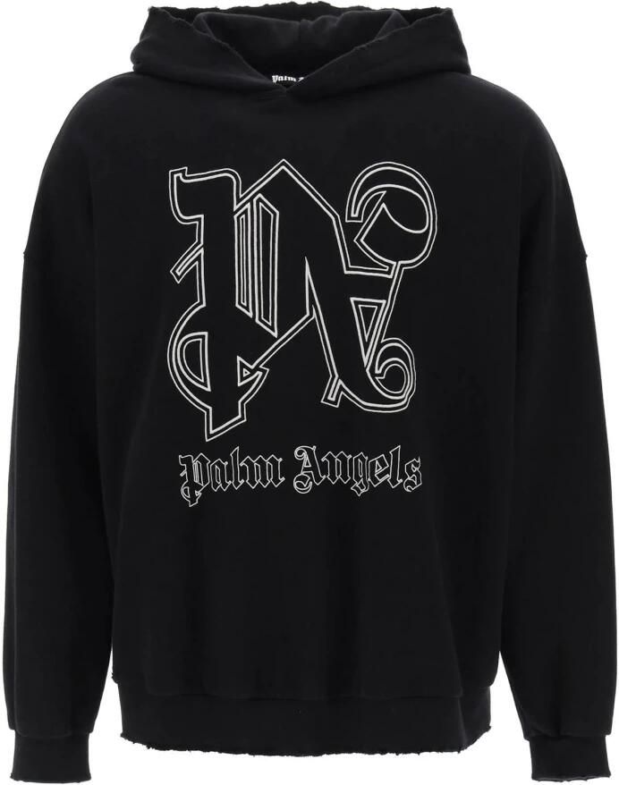 Palm Angels Zwarte Versleten Katoenen Trui met PA Monogram Logo Black Heren - Foto 2