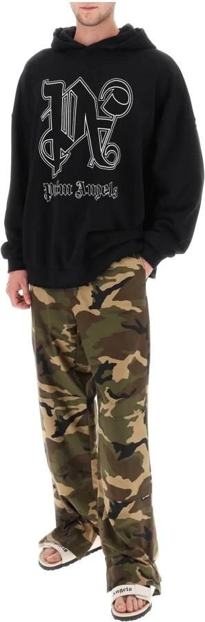Palm Angels Zwarte Versleten Katoenen Trui met PA Monogram Logo Black Heren - Foto 8