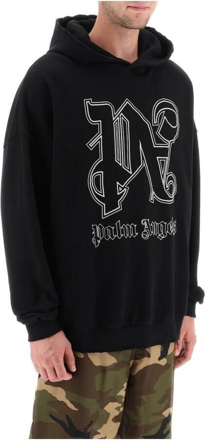 Palm Angels Zwarte Versleten Katoenen Trui met PA Monogram Logo Black Heren - Foto 6