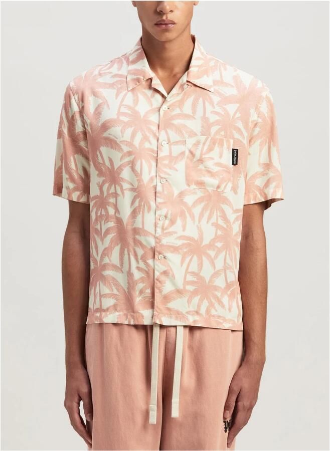 Palm Angels Roze Palms Allover Bowling Shirt Pink Heren - Foto 5