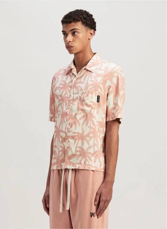 Palm Angels Roze Palms Allover Bowling Shirt Pink Heren - Foto 6