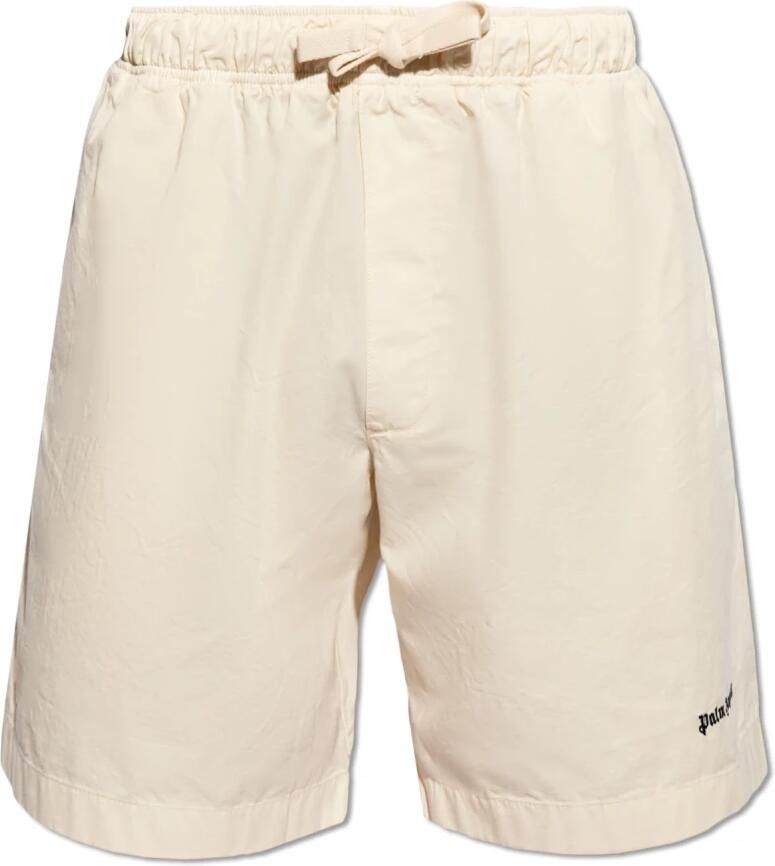 Palm Angels Witte Trekkoord Bermuda Shorts White Heren