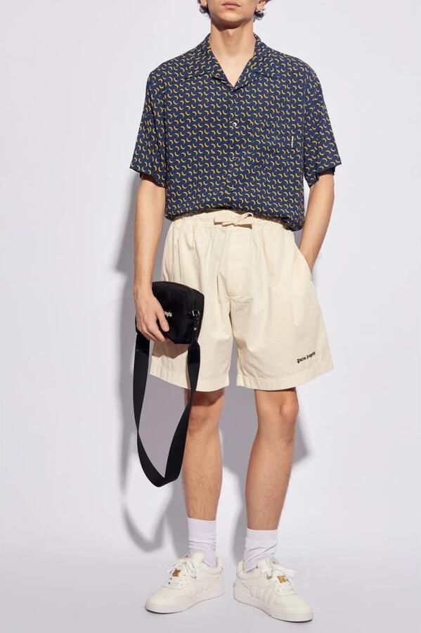 Palm Angels Witte Trekkoord Bermuda Shorts White Heren - Foto 4