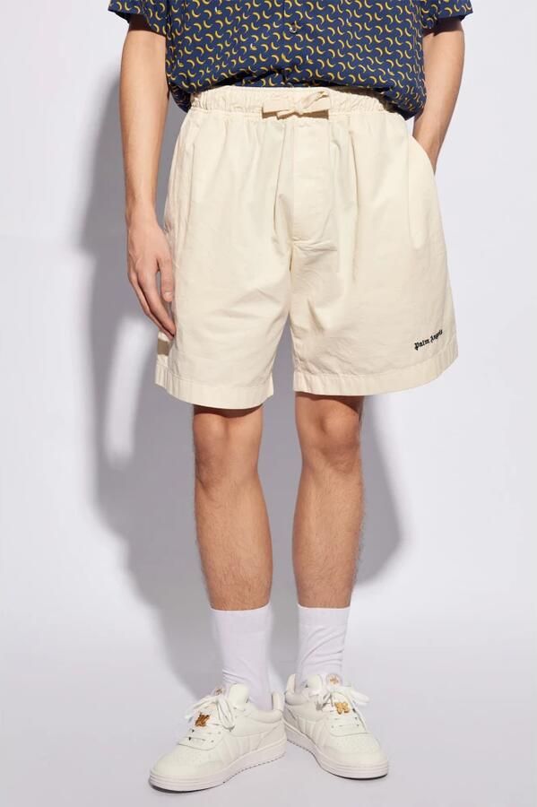 Palm Angels Witte Trekkoord Bermuda Shorts White Heren - Foto 6