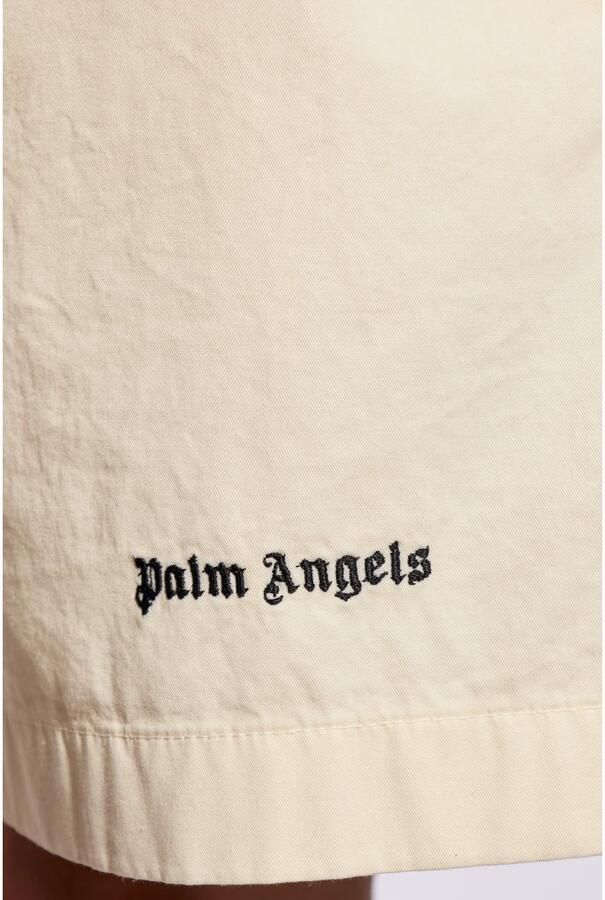 Palm Angels Witte Trekkoord Bermuda Shorts White Heren - Foto 3