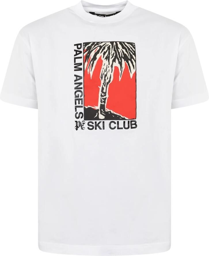 Palm Angels Heren Ski Club T-Shirt Wit White Heren