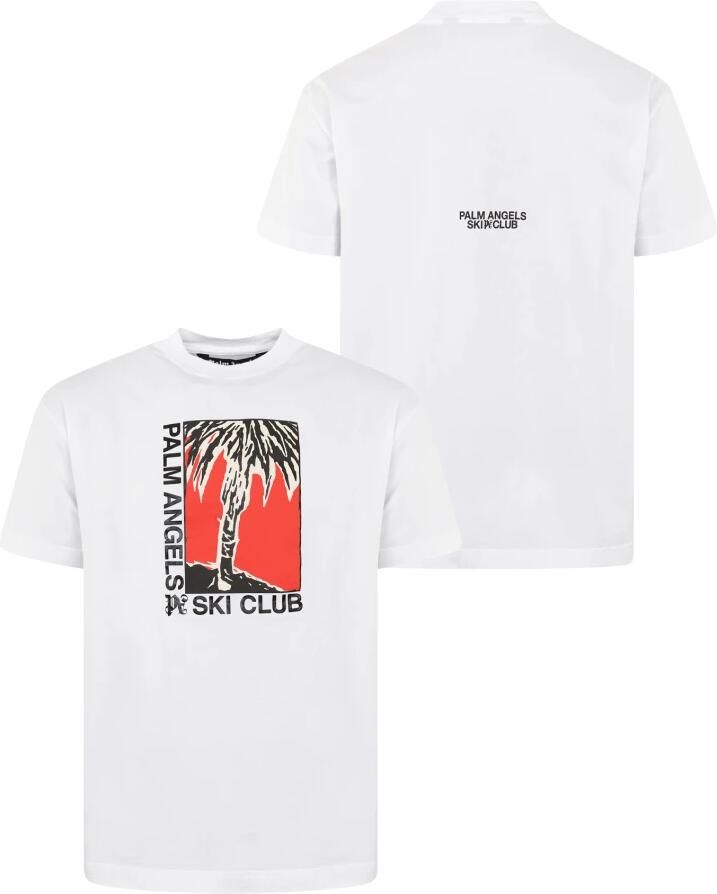 Palm Angels Heren Ski Club T-Shirt Wit White Heren - Foto 7