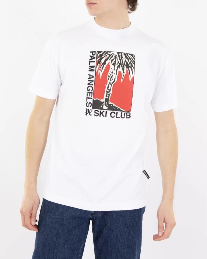 Palm Angels Heren Ski Club T-Shirt Wit White Heren - Foto 2