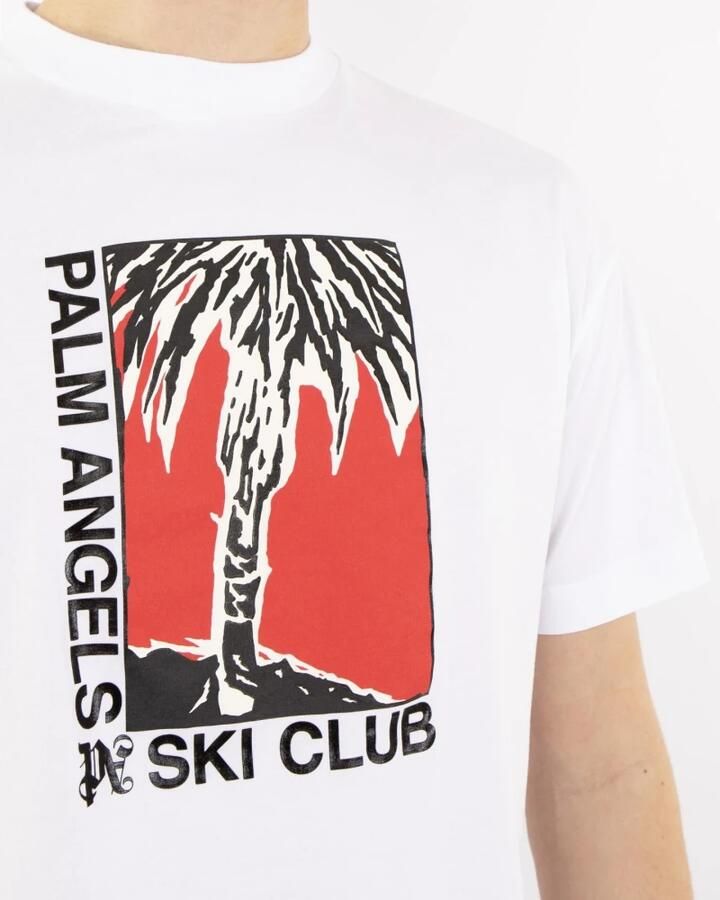Palm Angels Heren Ski Club T-Shirt Wit White Heren - Foto 4