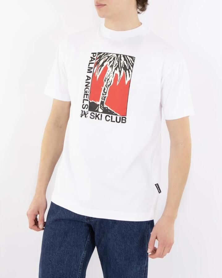 Palm Angels Heren Ski Club T-Shirt Wit White Heren - Foto 6