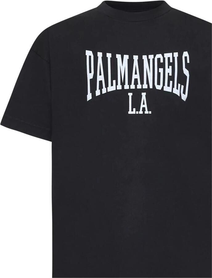 Palm Angels College Style Zwart T-shirt 100% Katoen Black Heren - Foto 2