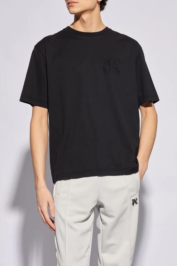Palm Angels Zwart Monogram T-shirt met Geborduurd Logo Black Heren - Foto 10