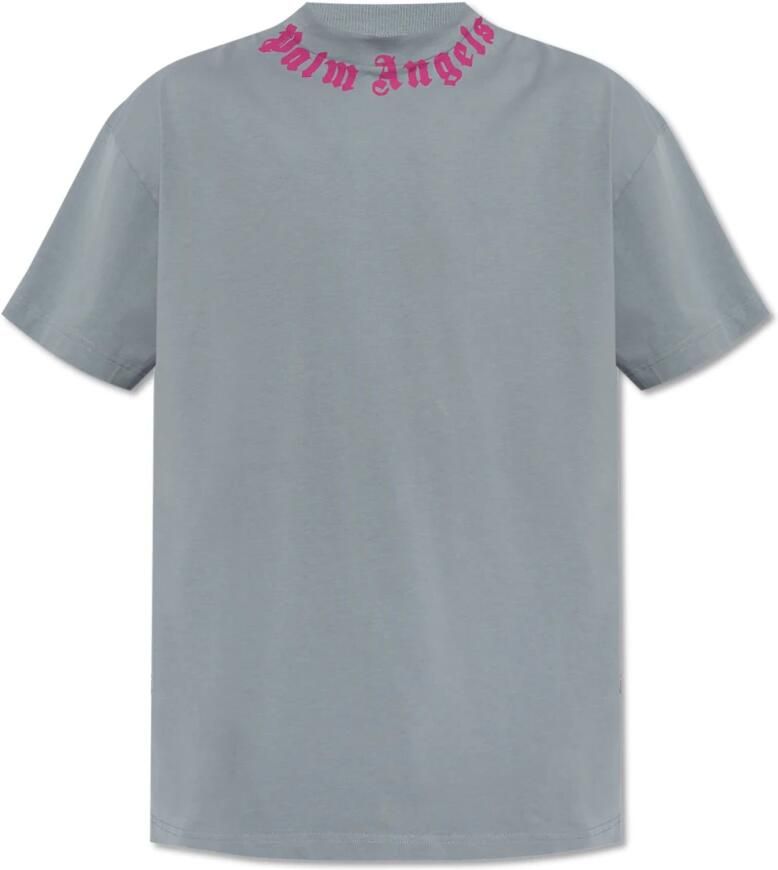 Palm Angels T-shirt met logo Gray Heren