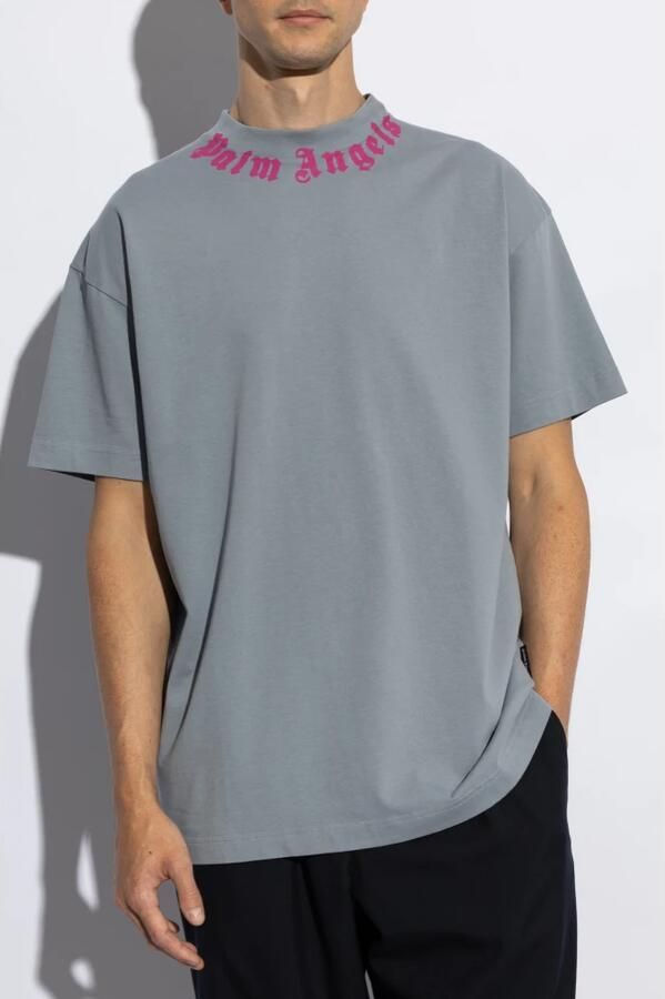 Palm Angels T-shirt met logo Gray Heren - Foto 4