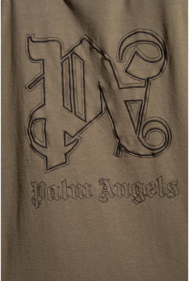 Palm Angels Katoenen T-shirts en Polos met Logo Borduursel Brown Heren - Foto 2
