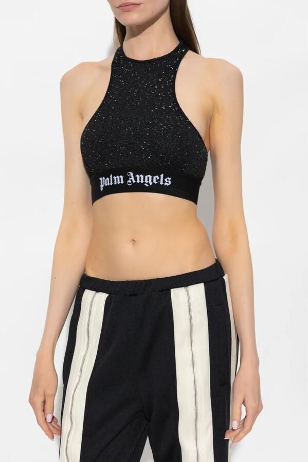 Palm Angels Zwarte Top met Pinafore Metalen Detail Black Dames - Foto 4