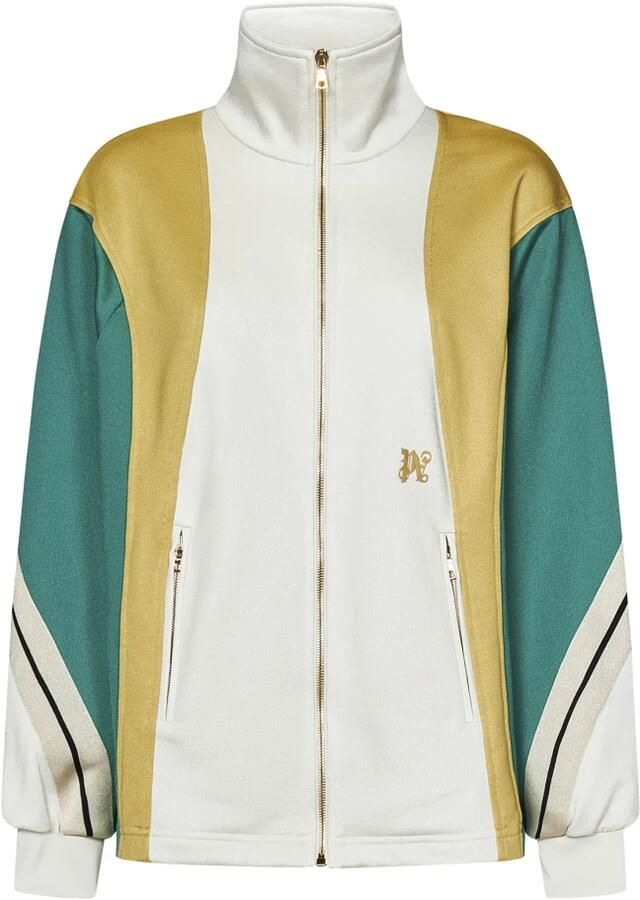 Palm Angels Witte Sweatshirt met Rits en Kleurblok Multicolor Dames