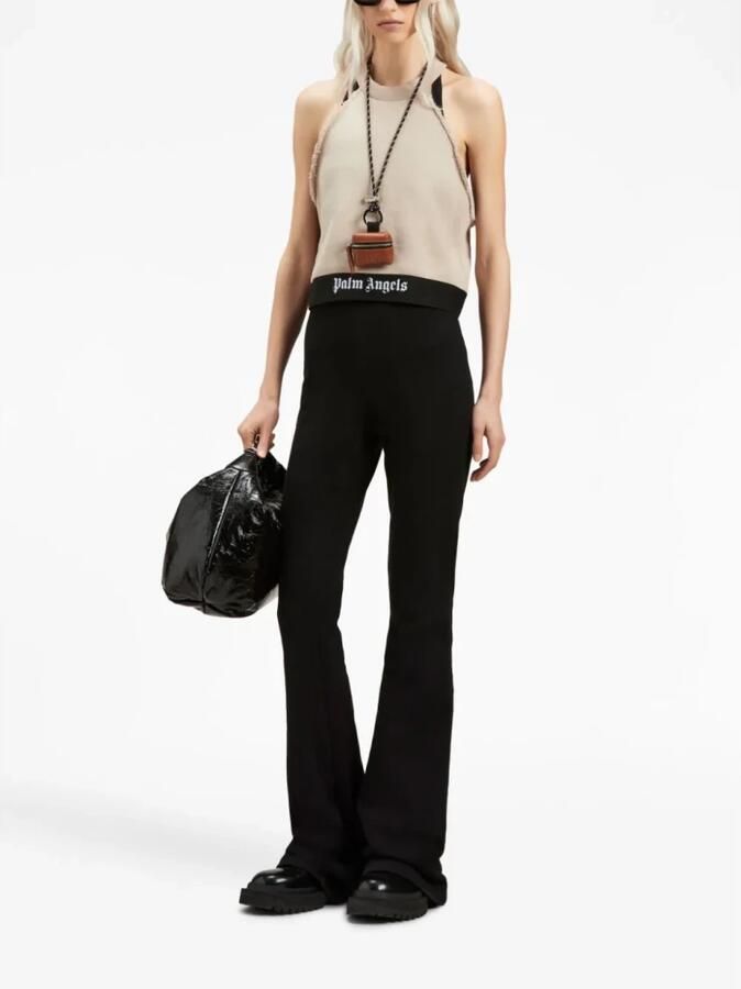 Palm Angels Zwarte broek met hoge taille en elastische tailleband Black Dames - Foto 2