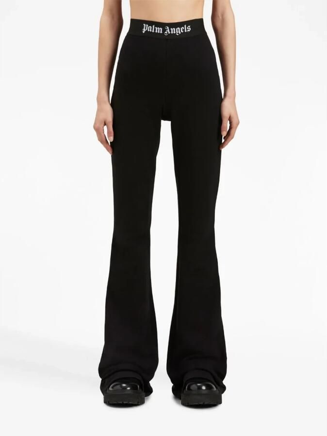 Palm Angels Zwarte broek met hoge taille en elastische tailleband Black Dames - Foto 3