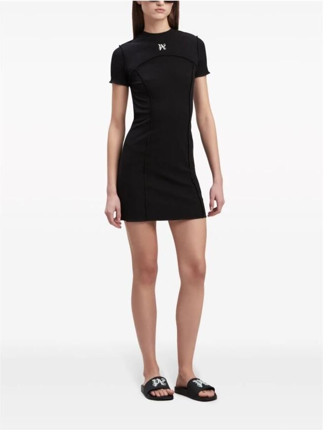 Palm Angels Zwarte Jurk met Geborduurd Logo Black Dames - Foto 3