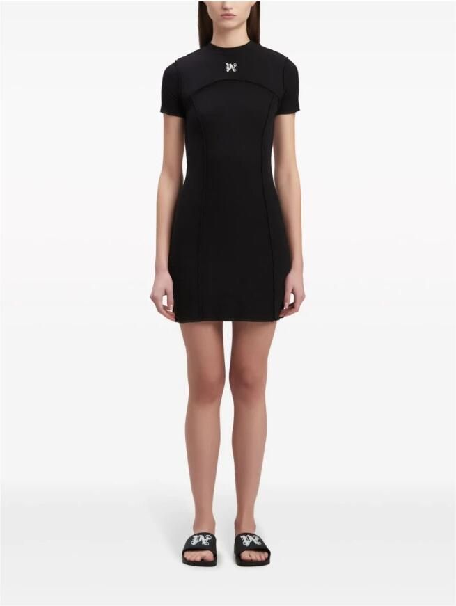 Palm Angels Zwarte Jurk met Geborduurd Logo Black Dames - Foto 4