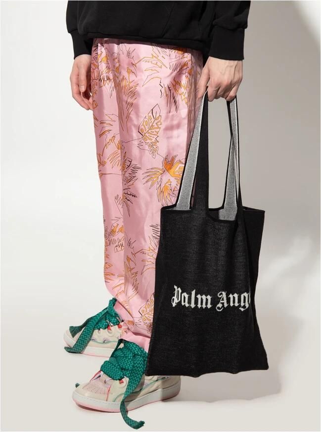 Palm Angels Zwarte Logo Gebreide Shopper Tas Black Heren - Foto 5