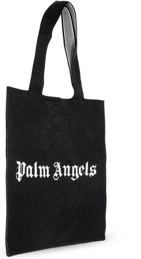 Palm Angels Zwarte Logo Gebreide Shopper Tas Black Heren - Foto 9