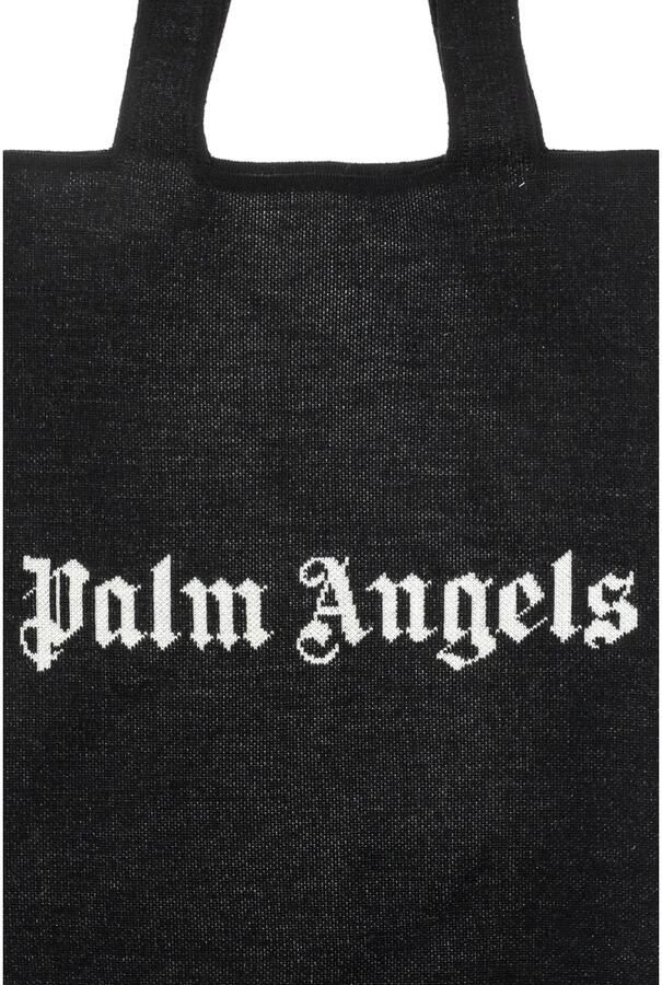 Palm Angels Zwarte Logo Gebreide Shopper Tas Black Heren - Foto 6