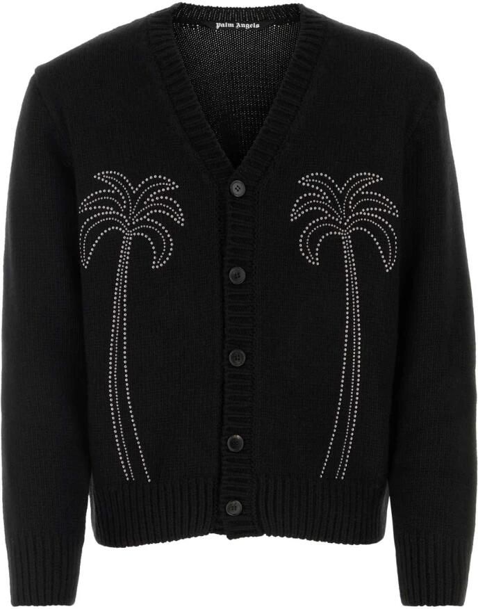 Palm Angels Zwarte nylon blend cardigan Black Heren