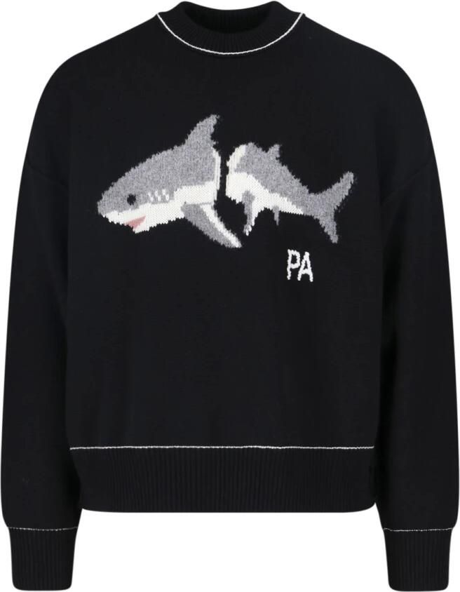 Palm Angels Comfortabele en stijlvolle trui met ronde hals Black Heren