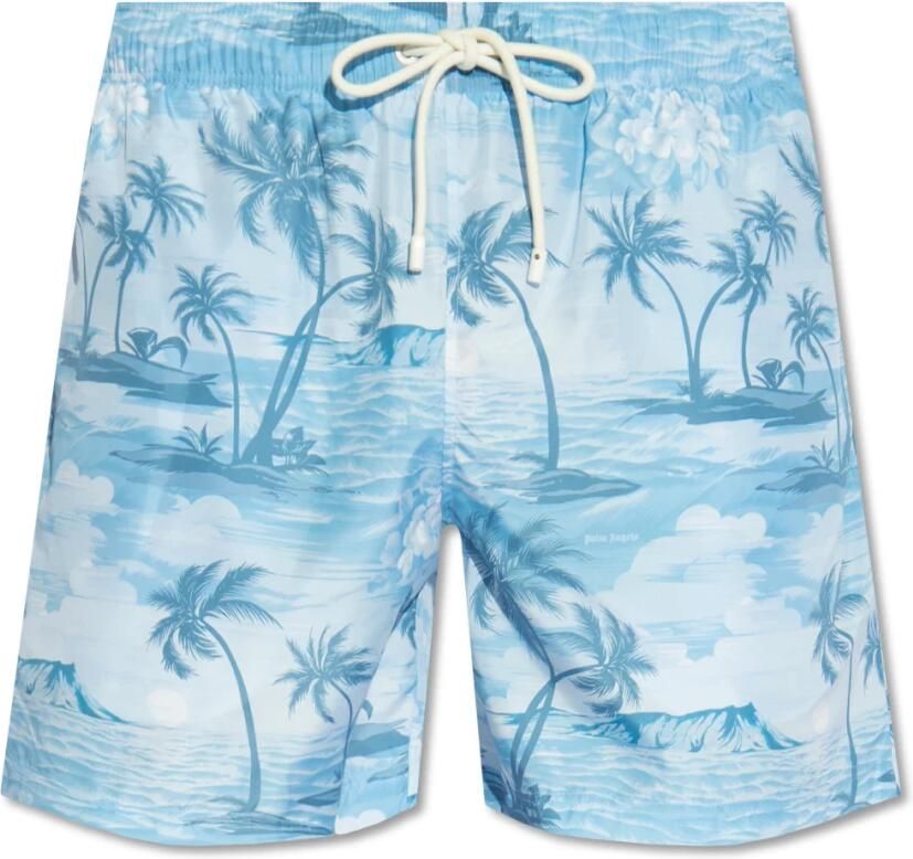 Palm Angels Strandkleding met Grafische Print voor Mannen Blue Heren - Foto 4