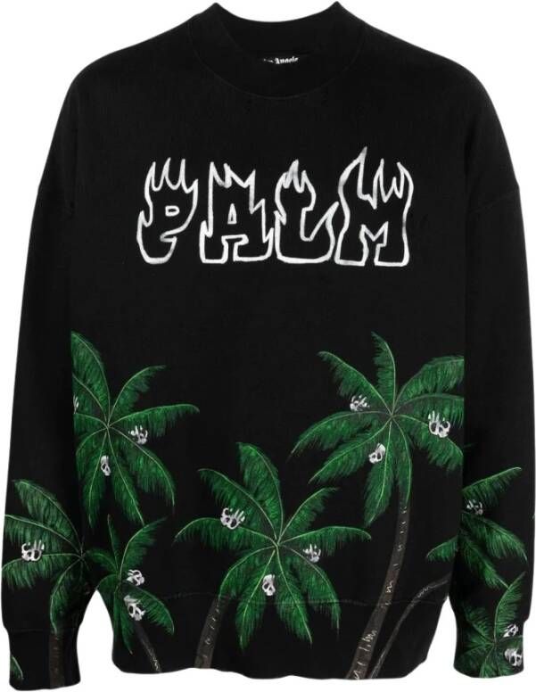 Palm Angels Palmsampkull Crew Sweatshirt XL Zwart Black Heren