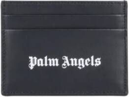 Palm Angels Logo Print Leren Kaarthouder Black Heren