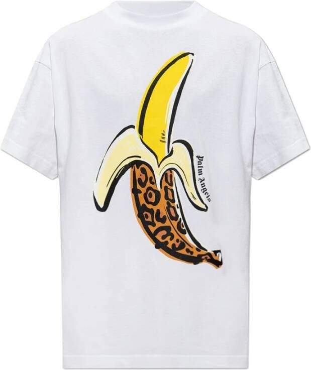 Palm Angels Bananenprint T-shirt Wit Heren