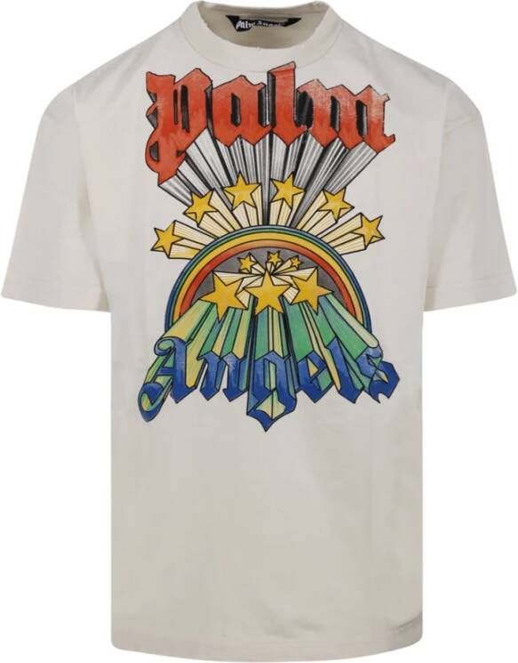 Palm Angels Beige Grafische Print T-Shirt Beige Heren