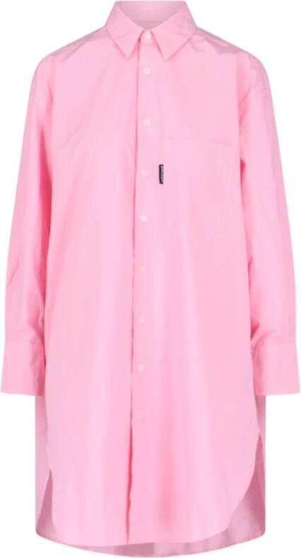 Palm Angels Retro Roze Katoenen Overhemdjurk Roze Dames