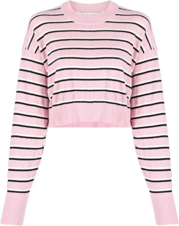 Palm Angels Roze Gestreepte Crop Sweater voor Dames Roze Dames