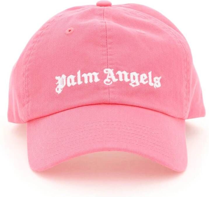 Palm Angels Roze Katoenen Baseballpet met Logo Borduursel Roze Heren