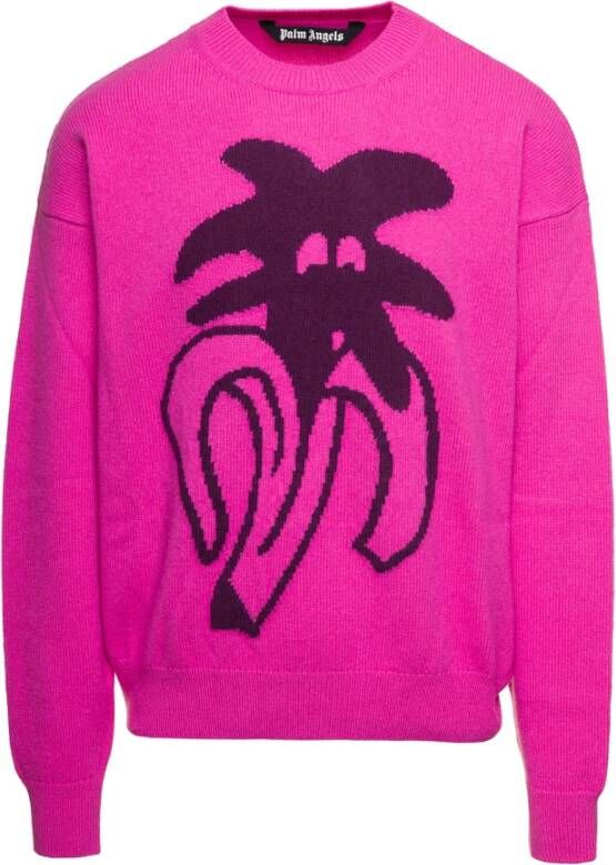 Palm Angels Roze Sweaters met Jimmy Intarsia Roze Heren