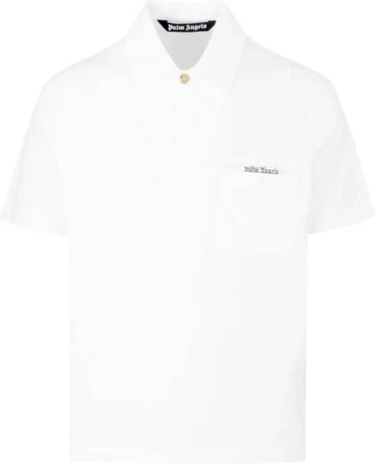 Palm Angels Sartorial Tape Button Polo Shirt White Heren