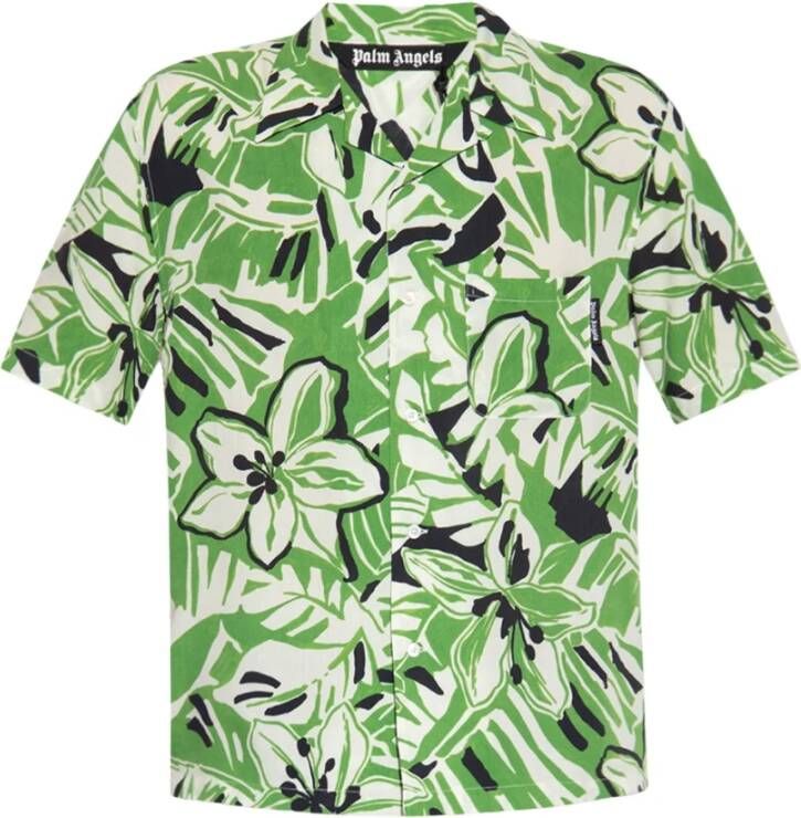 Palm Angels Groene Shirt Regular Fit Geschikt voor Warm Klimaat 100% Viscose Green Heren