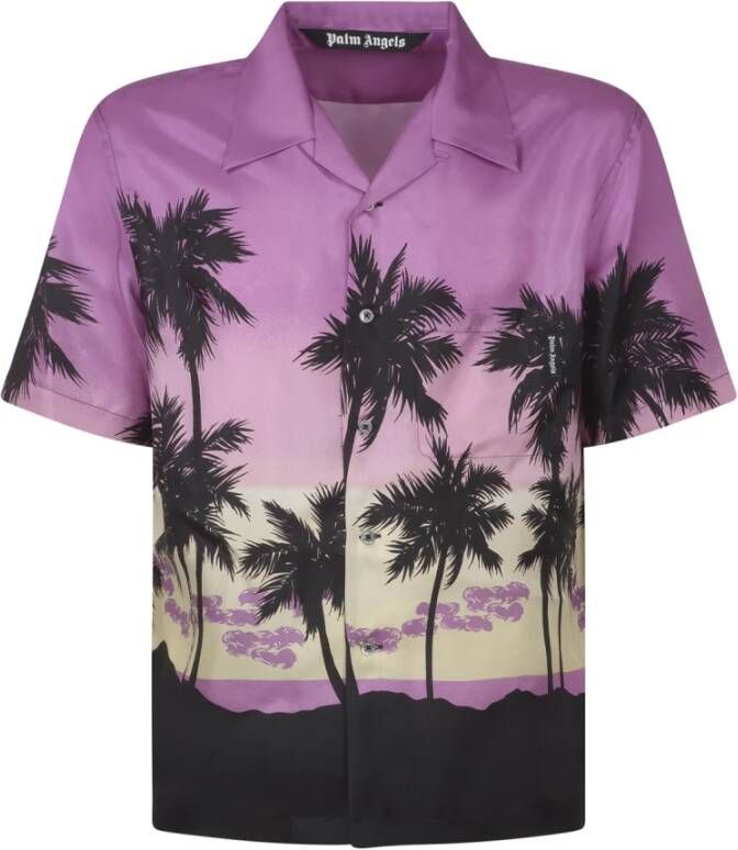 Palm Angels Short Sleeve Shirts Paars Heren