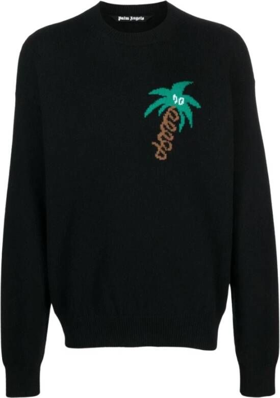 Palm Angels Sketchy Intarsia Sweater Zwart Heren
