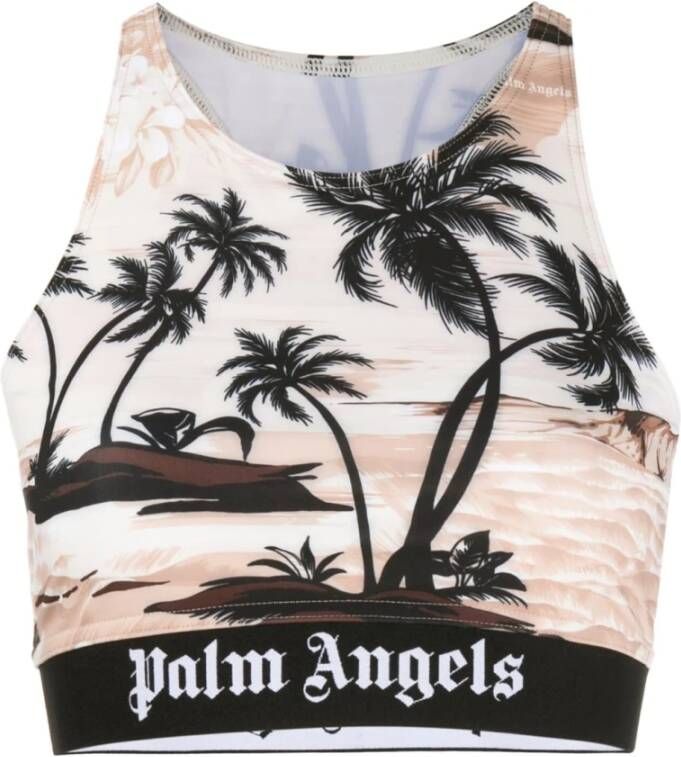 Palm Angels Beige Ss23 Dames Topkleding met Metalen Details Beige Dames