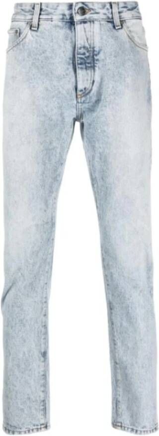 Palm Angels Curved Logo Back B 5 Zakken Loszittende Jeans Blauw Heren